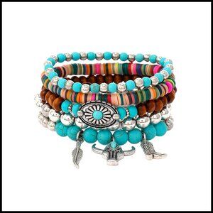 Bohemian Western Stackable Bracelet Adjustable Elastic Strand Boho Chic